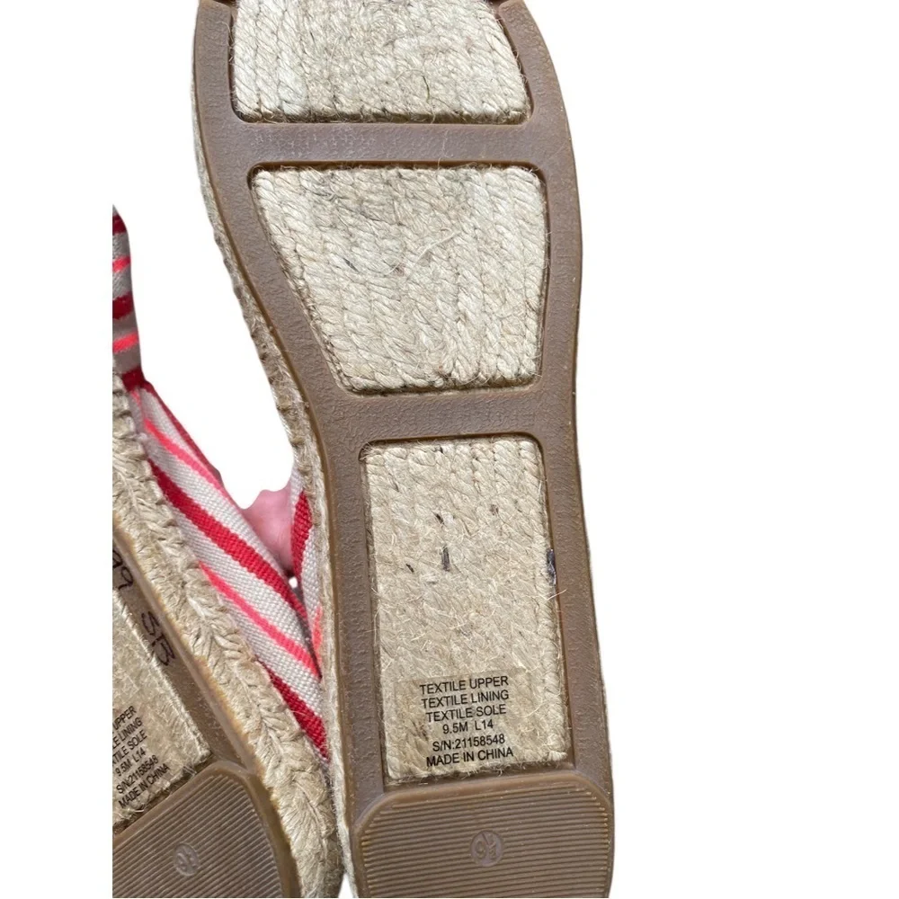 Tory Burch Red and Cream Striped Espadrilles size 9.5